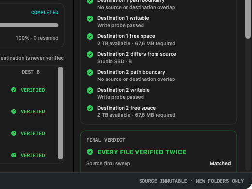 OffloadProof SHA-256 verification and receipt evidence