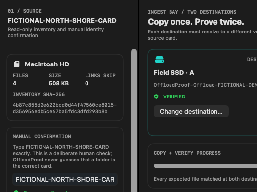 OffloadProof confirmed camera-card source inventory